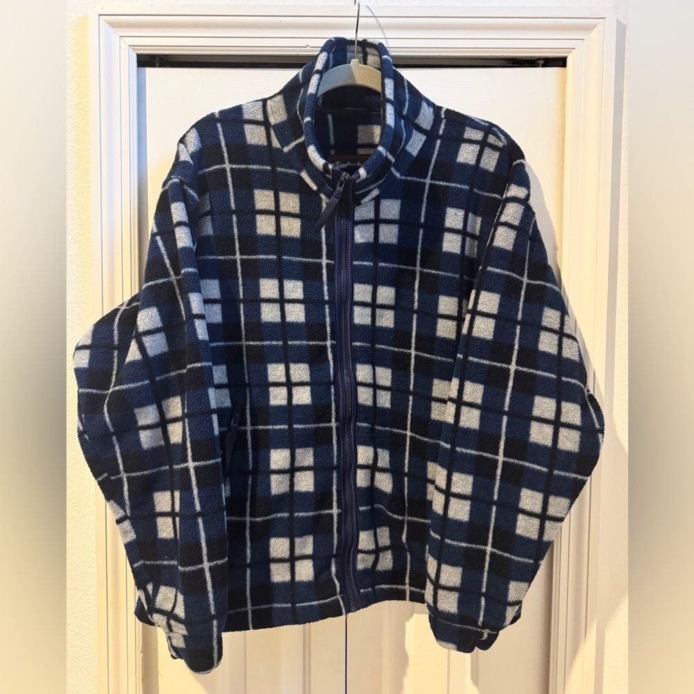 Timberland Weathergear Vtg Full Zip Windowpane Plaid Fleece Jacket